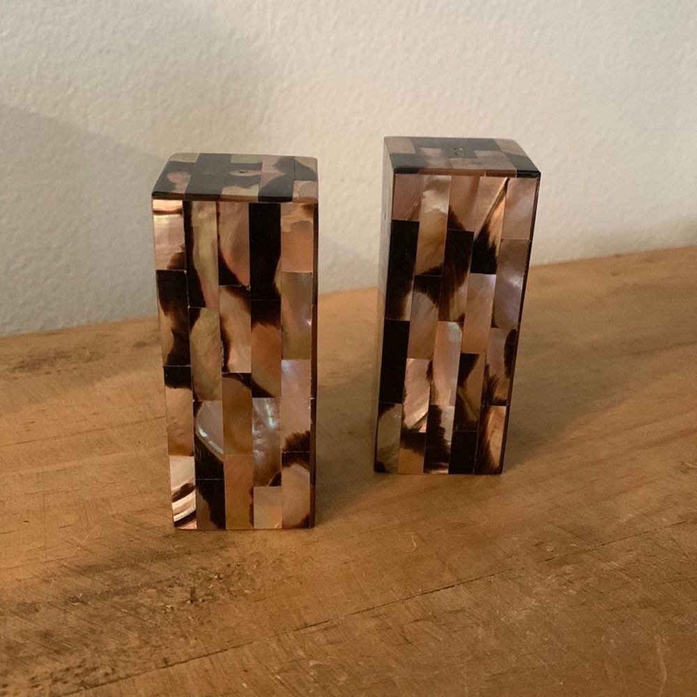 Vintage Mid-Century Squared Perspex Salt & Pepper Shaker Set